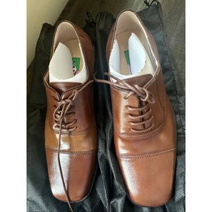 Italian leather men’s cap toe oxford dress shoes, size 8 A0295 new